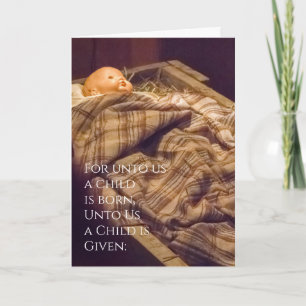 Personalise Unto Us Child Born Nativity Christmas Card