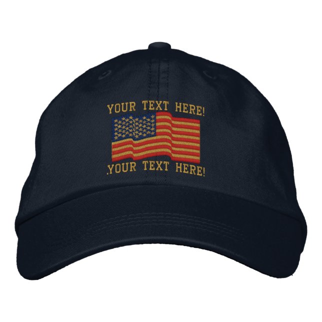 Personalise USA Stars 'n Stripes Embroidered Cap (Front)
