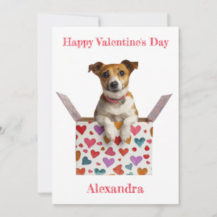Personalise Valentine Jack Russell Heart Box  Holiday Card