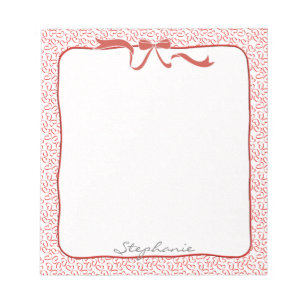 Personalise: Valentine Red Hearts Outline Pattern Notepad