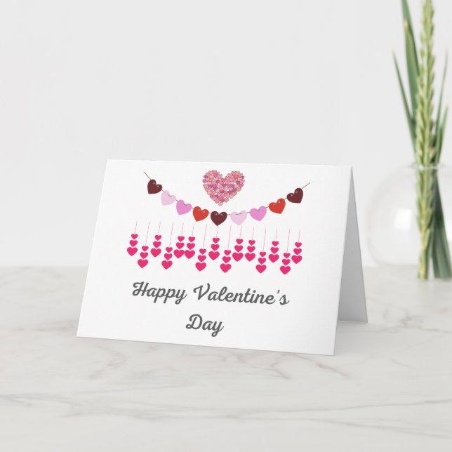 Personalise Valentines Day Card Pink Hearts (Front)