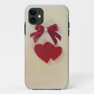 Personalise Valentine's red heart and bow iPhone 11 Case