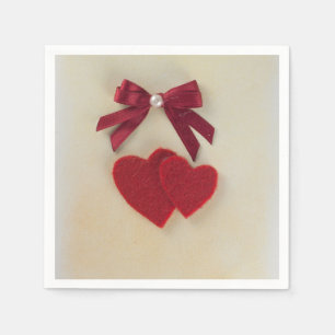 Personalise Valentine's red heart and bow Napkin