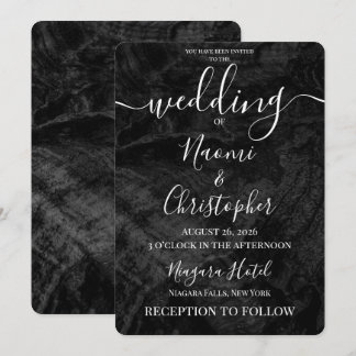 Personalise: Velvet Black Grunge Wedding Invitation