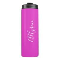Personalise Vertical Name, White, Bright Fuchsia