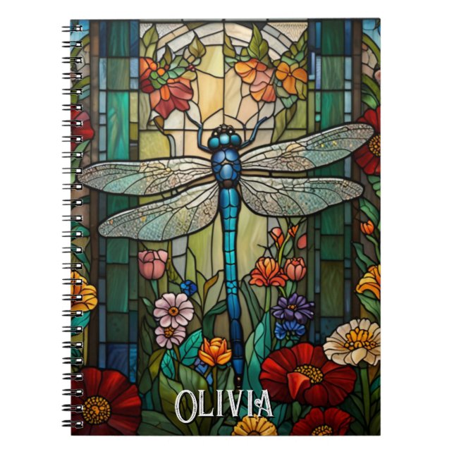 Personalise Vintage art nouveau boho dragonfly  Notebook (Front)
