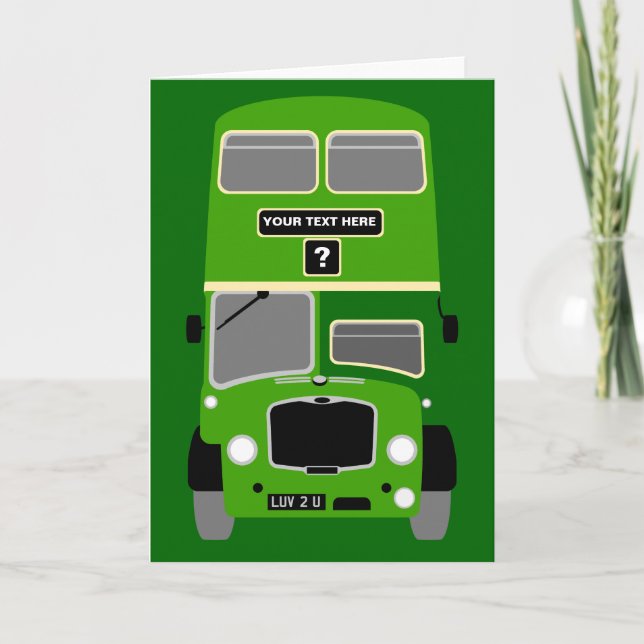 Personalise Vintage Bristol Double Decker Bus Card (Front)