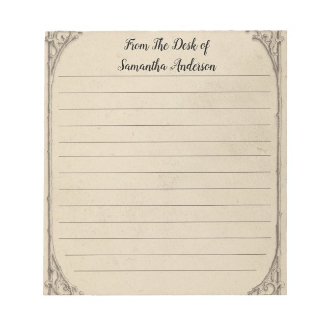 Personalise Vintage Distressed Antique Personal  Notepad (Front)