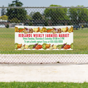 Personalise Vintage Farmers Market Vegetable White Banner