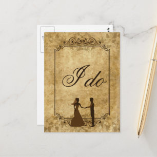 Personalise Vintage paper wedding Bride Groom I do Postcard