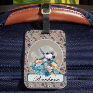 Personalise Vintage Poodle  Luggage Tag