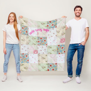 Personalise Vintage Quilt Fleece Blanket