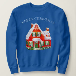 Personalise Vintage Retro Rustic Christmas Cottage Sweatshirt