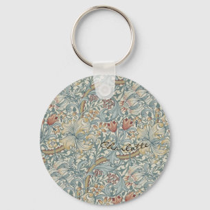 Personalise Vintage William Morris Golden Lily Key Ring
