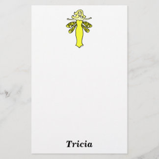 Personalise w/any name Yellow Fairy Stationery