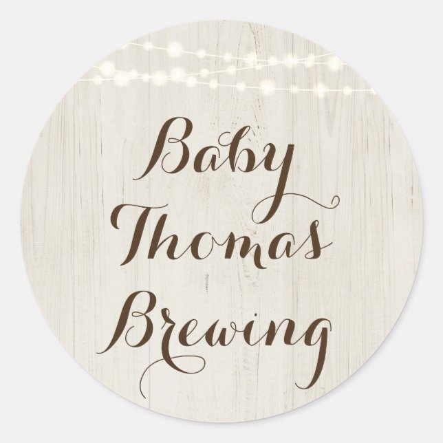 Personalise w Baby Name - Rustic Baby Shower Seal (Front)