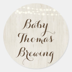 Personalise w Baby Name - Rustic Baby Shower Seal