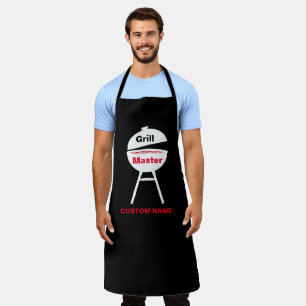 Personalise w Name Custom Black Chef Mens Womens Apron