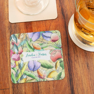 Personalise Watercolor Floral Outlined Magnet
