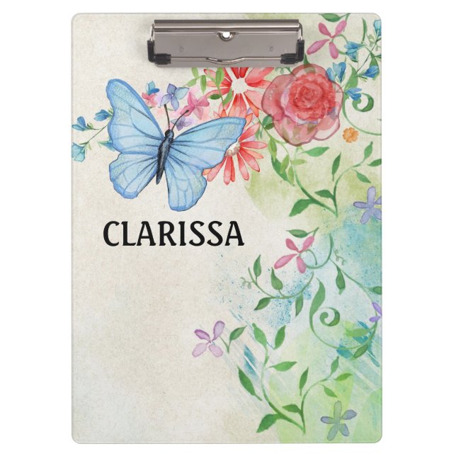 Personalise Watercolor Flower Clipboard (Front)