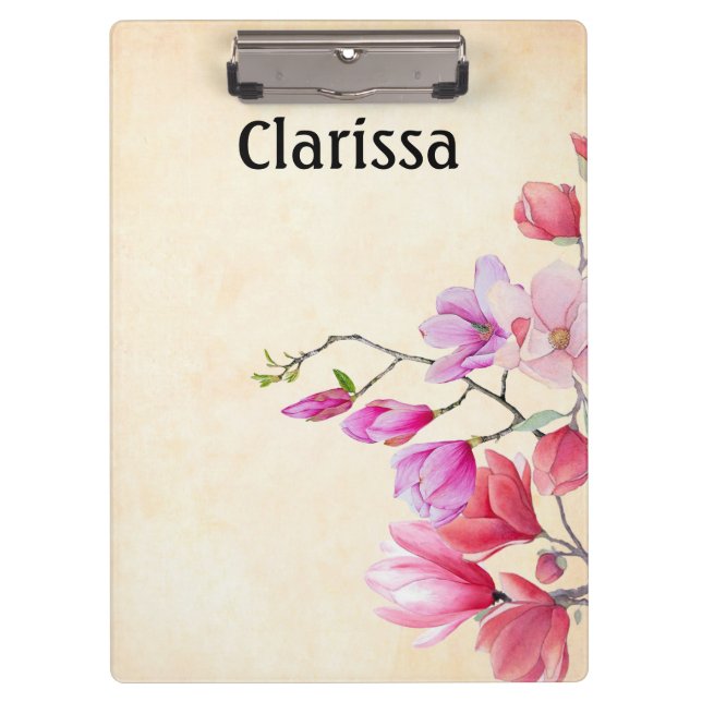 Personalise Watercolor Flower Clipboard (Front)