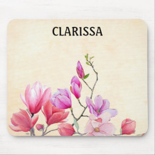 Personalise Watercolor Flower Mouse Mat