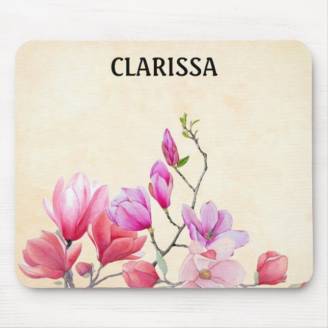 Personalise Watercolor Flower Mouse Mat (Front)