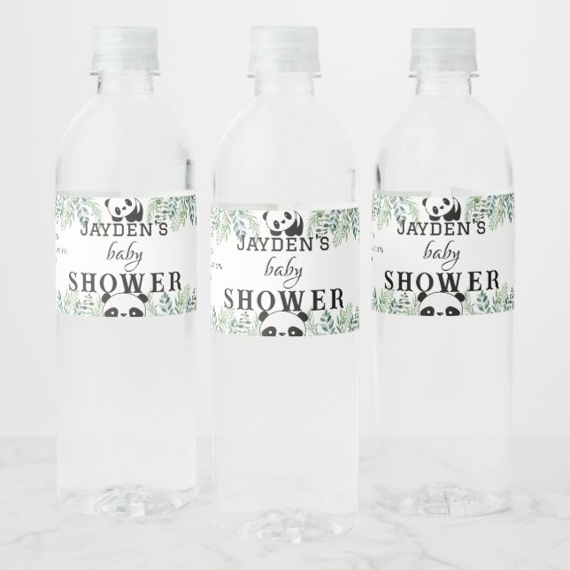 Personalise Watercolor Green Leaf Water Bottle Label (Bottles)