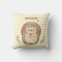 Personalise watercolor hedgehog stripes nursery