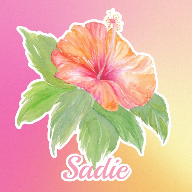 Personalise Watercolor Hibiscus Tropical Flower (Creator Uploaded)