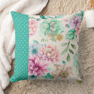 Personalise Watercolor Spring Floral Pastel Elegan Cushion