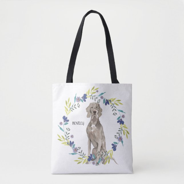 Personalise Watercolor Weimaraner Tote Bag (Front)