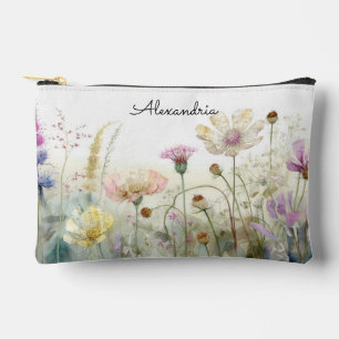 Personalise Watercolour field of wild flowers Accessory Pouch
