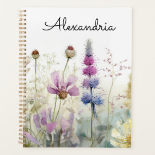 Personalise Watercolour field of wild flowers  Planner