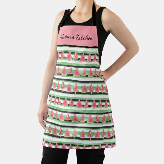 Personalise Watermelon Pink Green White Black Apron (Insitu)