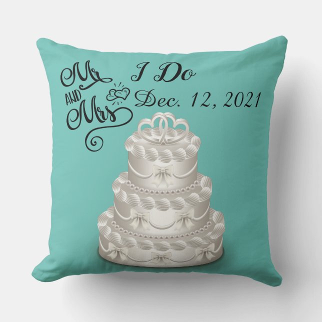 Personalise Wedding Date Cake Cushion (Front)