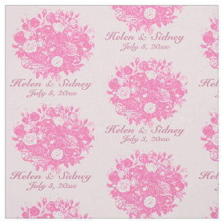 Personalise Wedding Fabric Pink Roses