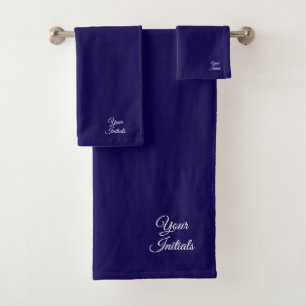 Personalise Wedding Housewarming Gift Dk Blue Bath Towel Set