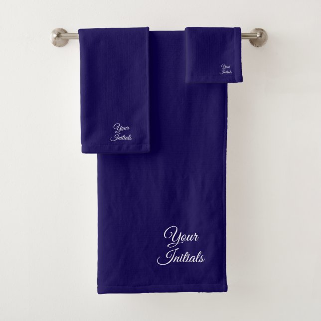 Personalise Wedding Housewarming Gift Dk Blue     Bath Towel Set (Insitu)