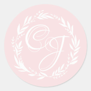 Personalise Wedding Monogram White Wreath Stickers