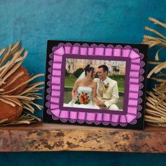 Personalise Wedding Photo Purple Lace Ribbon Frame