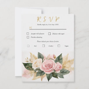 Personalise Wedding Response Card Rose bouquet