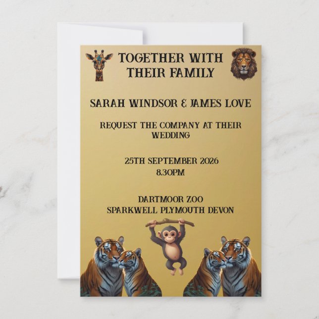 Personalise Wedding Zoo Invitation (Front)