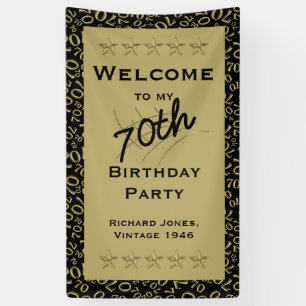Personalise: Welcome 70th Birthday Party - Black Banner
