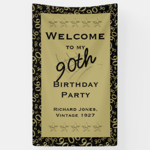 Personalise: Welcome 90th Birthday Party - Black Banner