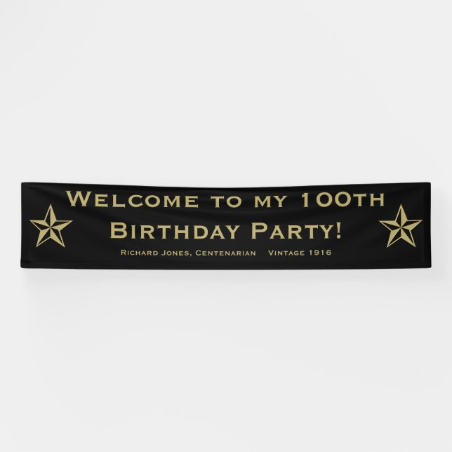 Personalise: Welcome to my 100th Birthday Party Banner (Horizontal)