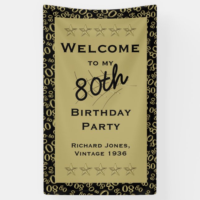 Personalise: Welcome to my 80th Birthday Party Banner (Vertical)