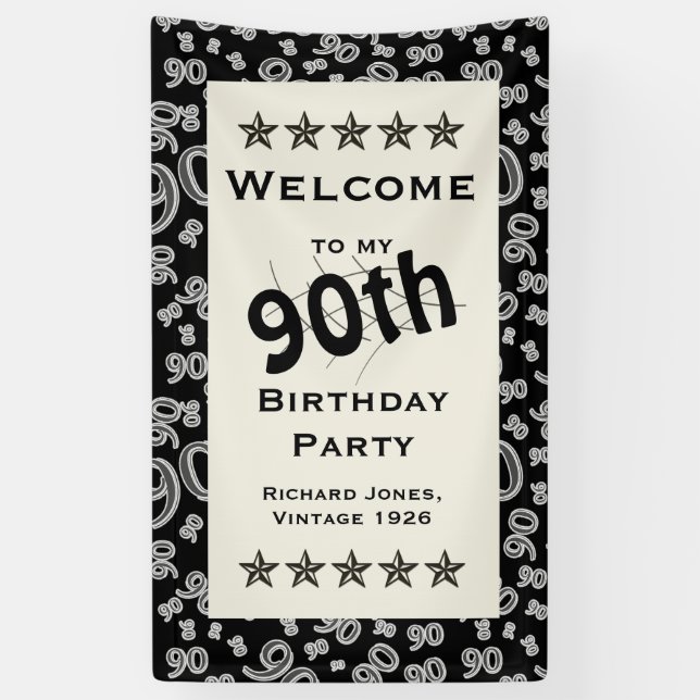 Personalise: Welcome to my 90th Birthday Party Banner (Vertical)