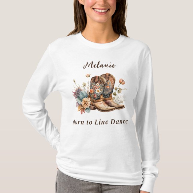 Personalise Western Boho Line Dancing T-Shirt (Front)