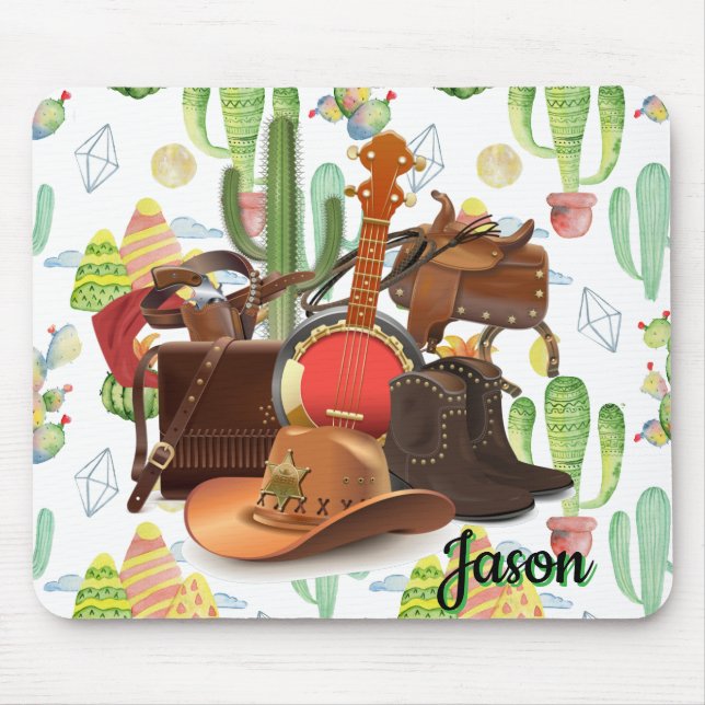 Personalise Western Sheriff Mouse Mat (Front)